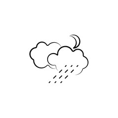 Cloud, rain, moon icon. Element of weather icon for mobile concept and web apps. Hand drawn Cloud, rain, moon icon can be used for web and mobile