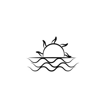 Sun, sea icon. Element of weather icon for mobile concept and web apps. Hand drawn Sun, sea icon can be used for web and mobile