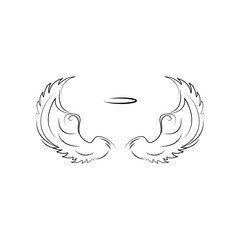 Obraz premium Wings, crown hand drawn icon. Element of wings icon for mobile concept and web apps. Hand drawn Wings, crown icon can be used for web and mobile