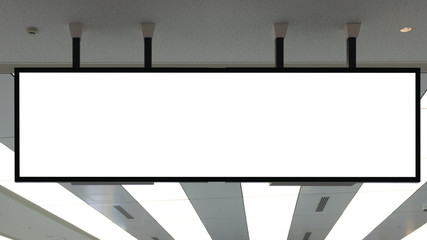 blank advertising billboard at airport,Mock up Poster media template Ads display in Subway station escalator