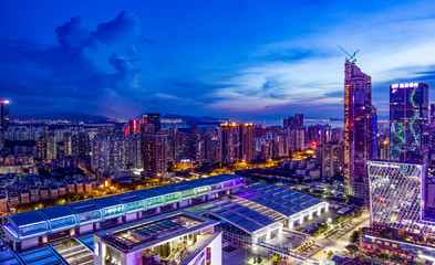 Fototapeta na wymiar Shenzhen city night sky skyline