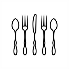 Cutlery Icon, Fork, Spoon And Knife