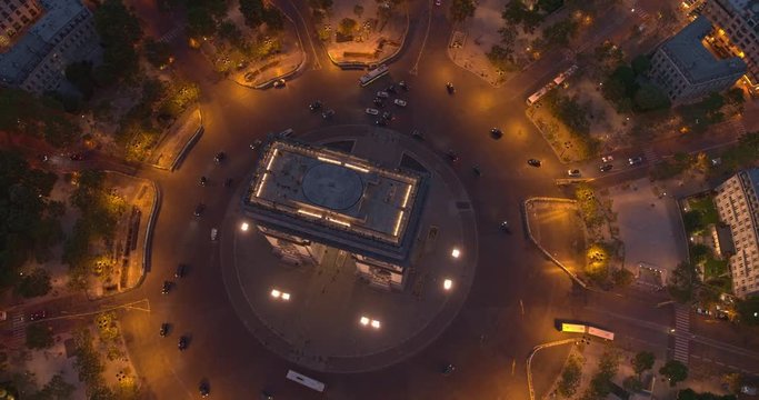 France Paris Aerial v56 Vertical detail view looking down over Arc de Triomphe and Place Charles de Gaulle 8/18