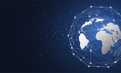 Global network connection. World map point and line composition concept of global business. Vector Illustration