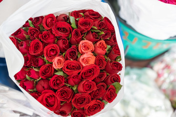 Close up red rose bouquet flower 
