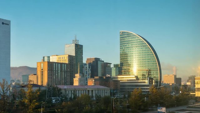 Sunrise Timelapse of Downtown Ulaanbataar Mongolia