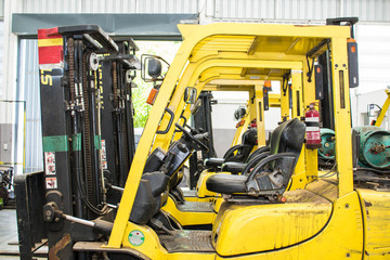 Forklifts in warehouse