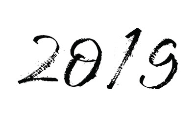 Happy New Year 2019. Typography logo design.