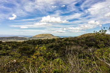 The mountains and volcanoes in the countryside of Costa Rica.  Located inside of the Rincon de La Vieja National Park of Guanacaste 