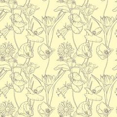 vector seamless pattern with flowers