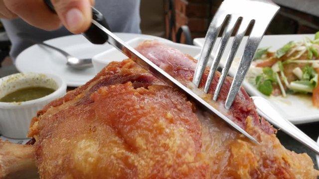 German Pork Fried, German fried pork leg.