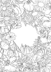 vector drawing background with flowers