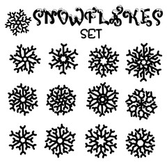 Set of snowflakes. Holiday collection. Snowflakes collection isolated on white background. Vector illustration.