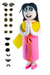 Plasticine Asian woman in traditional thai dress