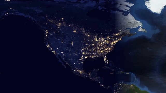 Planet earth map animation timelapse night to day 