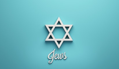 Star of David a Jews Symbol. 3D Render illustration