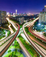 Fototapeta na wymiar Night traffic in Shenzhen