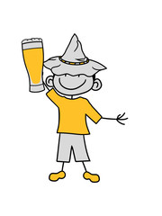 bier saufen trinken durst alkohol bayern oktoberfest glas begrüßen familie gemalt kind kritzel comic cartoon junge mann cool clipart glücklich lustig frech bruder design