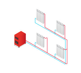 Heating boiler  Scheme radiator.