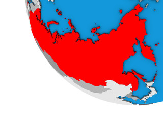 Russia on simple 3D globe.