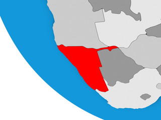 Fototapeta premium Namibia on simple 3D globe.