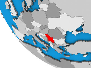 Obraz premium Serbia on simple 3D globe.