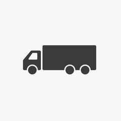 Truck trailer vector icon. Semi lorry wagon commercial transport concept. Van delivery shape sign isolated on white.