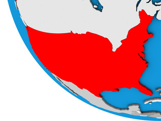 Fototapeta premium United States on simple 3D globe.