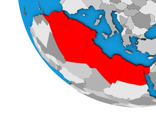 Fototapeta premium North Africa on simple 3D globe.