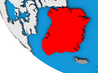 Obraz premium Greenland on simple 3D globe.