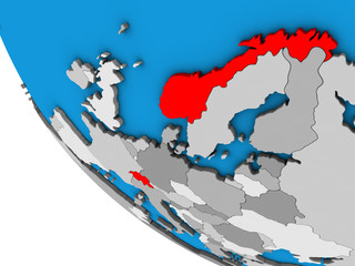 Fototapeta premium EFTA countries on simple 3D globe.