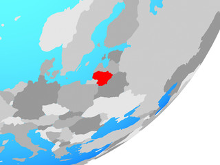 Obraz premium Lithuania on blue political globe.