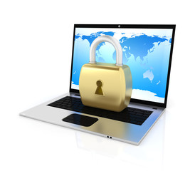Data security - laptop with padlock