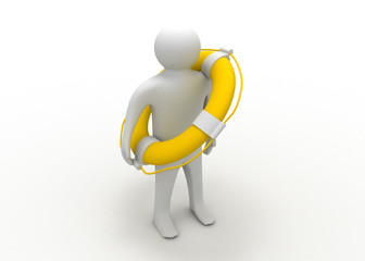 3d man with life preserver