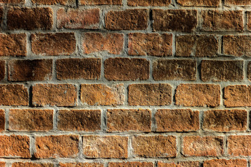 texture of old red brick masonry.