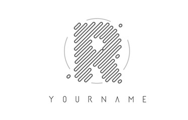 R Letter Logo Design with Black Lines Monogram