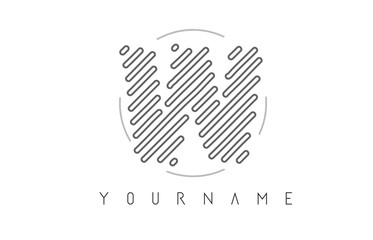 W Letter Logo Design with Black Lines Monogram