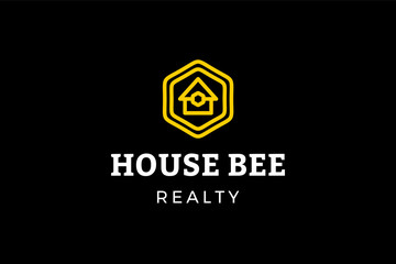 House bee realty logo template with type of abstract colorful logo inspiration can use for corporate brand identity and resident