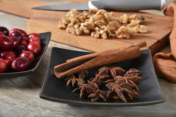 Cinnamon sticks and star anise spices
