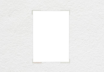 White paper sticked on white wall