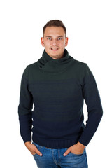 Man wearing knitted sweater