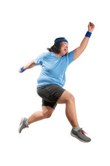 Asian fat man running