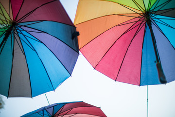 Multicolored umbrella detail