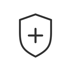 Vector shield and cross icon. Medicine concept. simple thin line icon for presentations, websites, web design, mobile app, infographics.