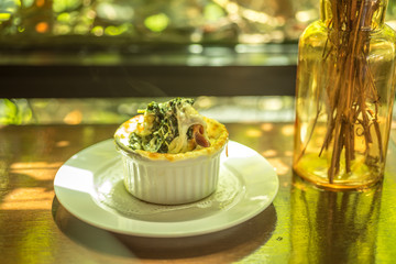 Spinach Lasagne in white on the table