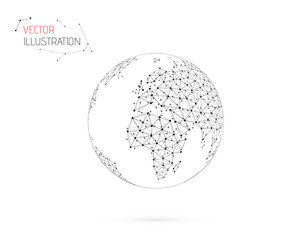 Abstract planet Earth. World map. Network. Vector illustration. Isolated.