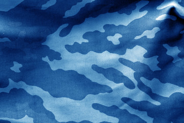 Camouflage cloth with blur effect in navy blue tone.