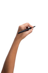 Naklejka premium Holding female hand with pen on white background