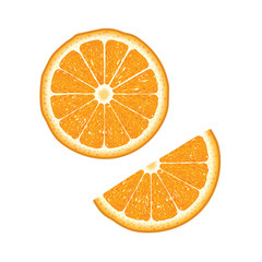 Orange isolated and half cut orange. Vector