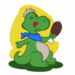 Dinosaur eating meat Vector Illustration